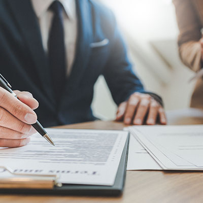 lawyer with legal documents