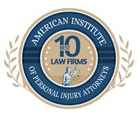A badge denoting Murphy Falcon Murphy as 10 best law firms bey the American Institute of Personal Injury Attorneys