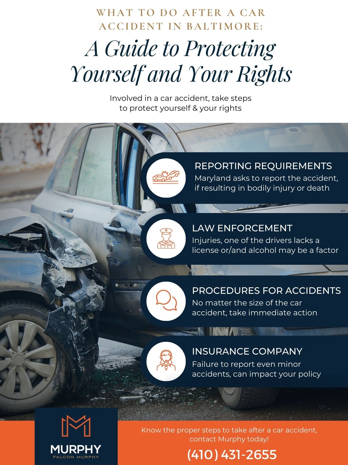 The What to Do After a Car Accident in Baltimore infographic.