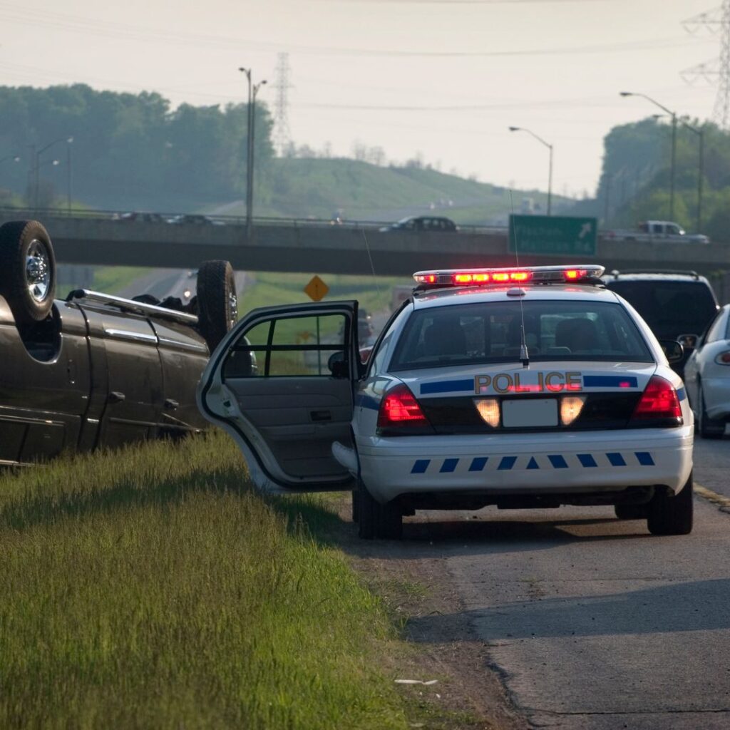 police car at the accident