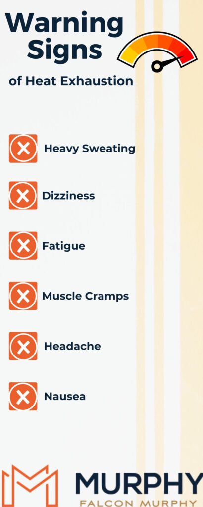 Warning Signs of Heat Exhaustion infographic.