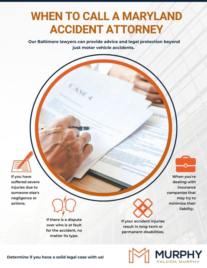 The When to Call A Maryland Accident Attorney infographic.
