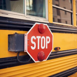 A school bus stop sign.
