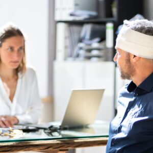 injured man speaking to lawyer