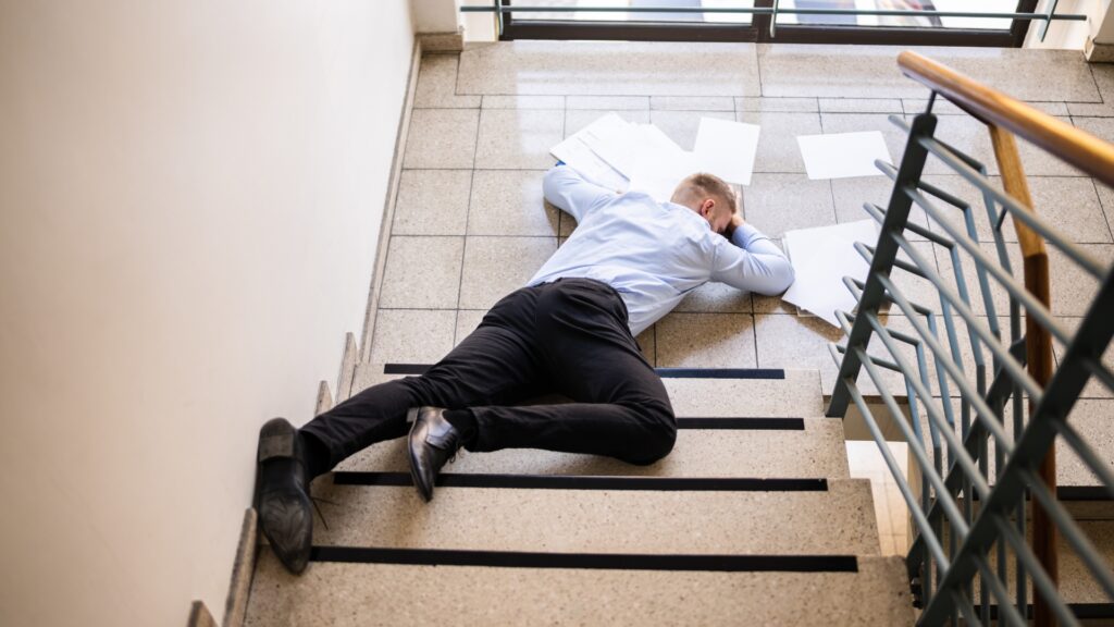 man fell down the stairs
