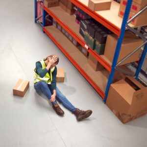 woman fell in warehouse