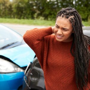 injured woman after car crash