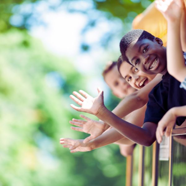 photo of kids on bus