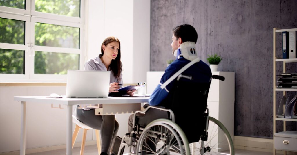 A lawyer meeting with a client