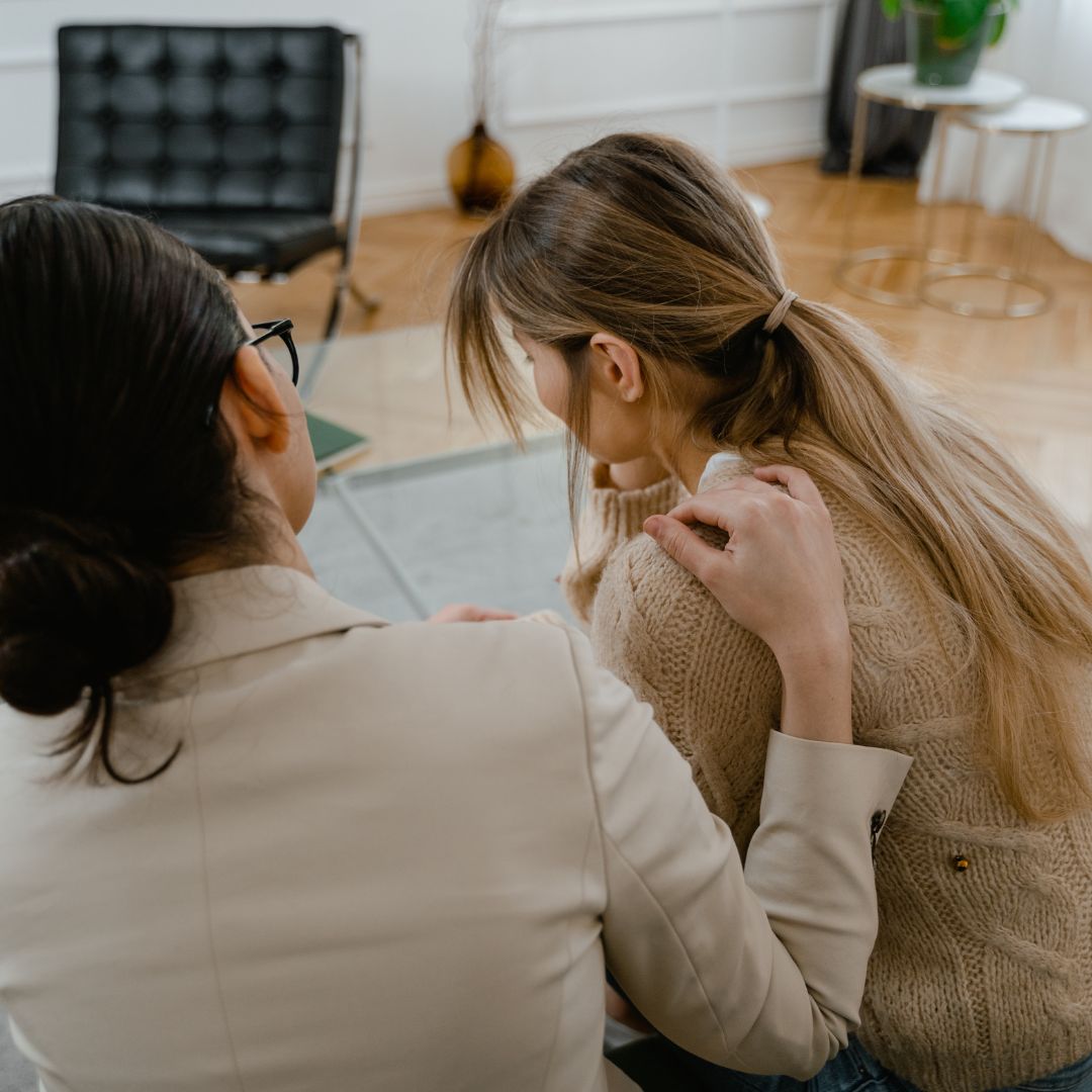attorney giving client emotional support