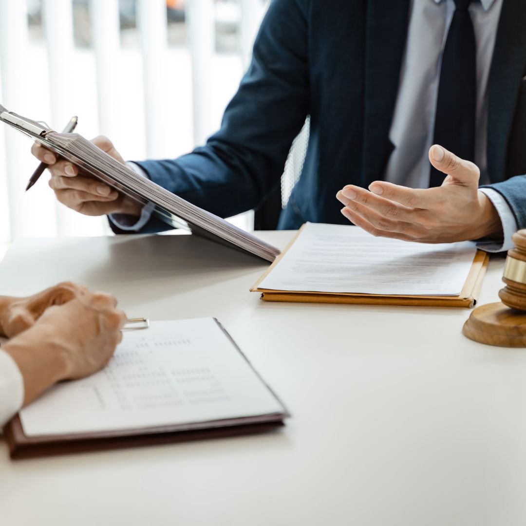 accident lawyer looking at contract