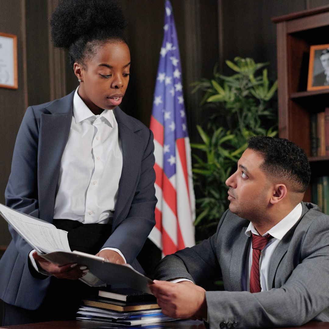 Two lawyers speaking
