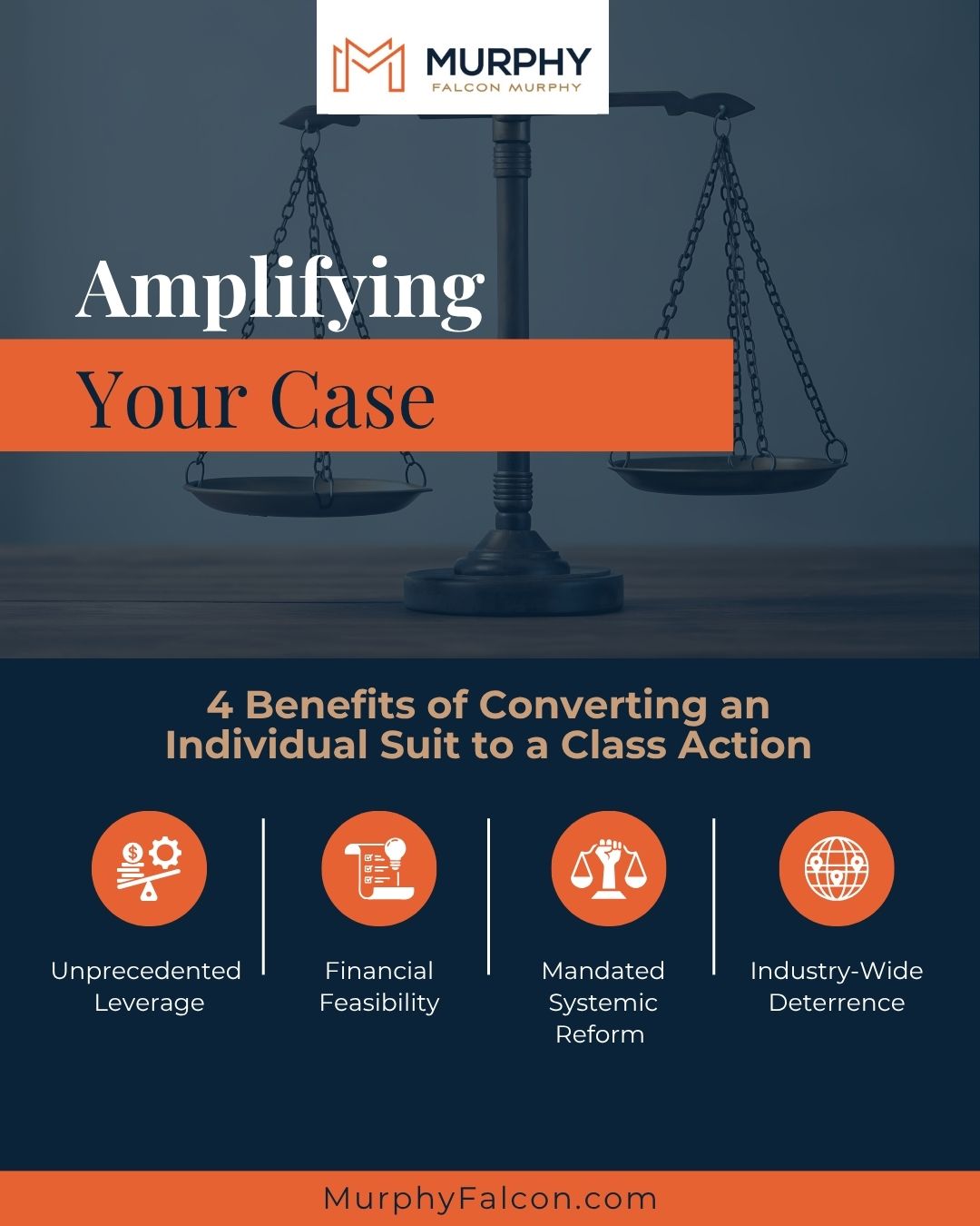 Amplifying Your Case: 4 Benefits of Converting an Individual Suit to a Class Action infographic