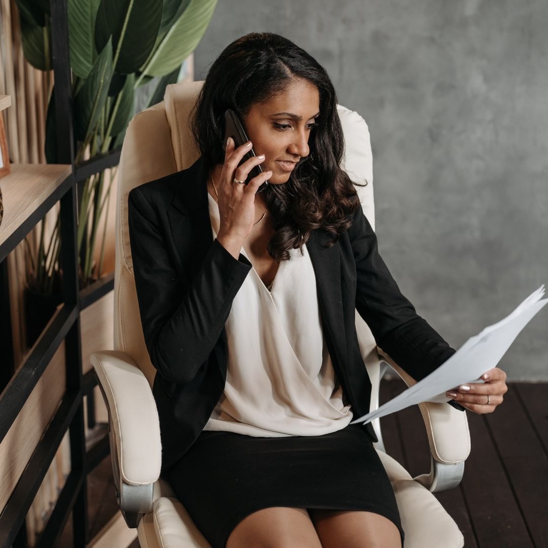woman attorney on phone