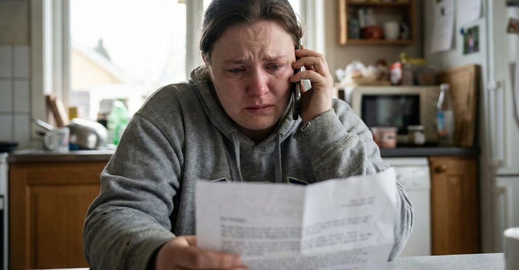 woman crying on phone