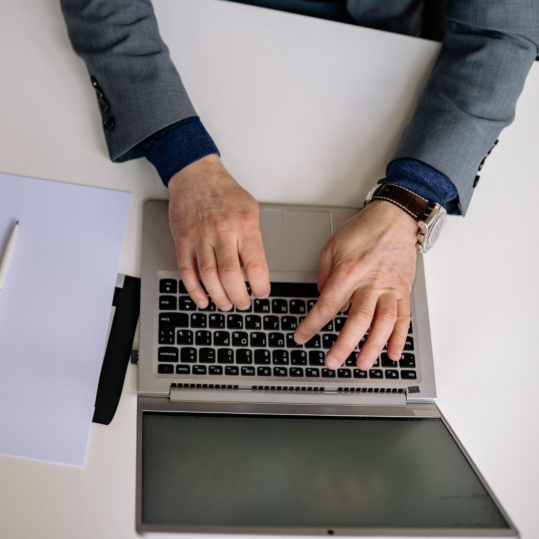lawyer using laptop to find digital evidence