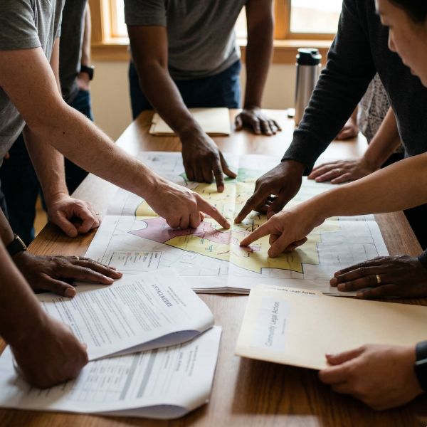 people looking at reports