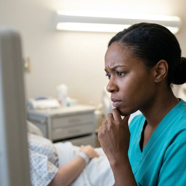 photo of puzzled nurse