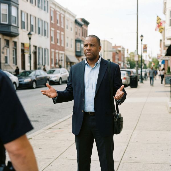 man holding hands out