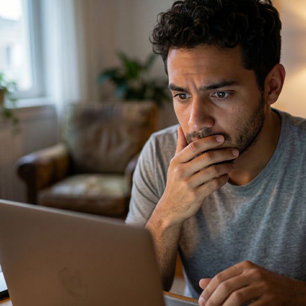 man on computer