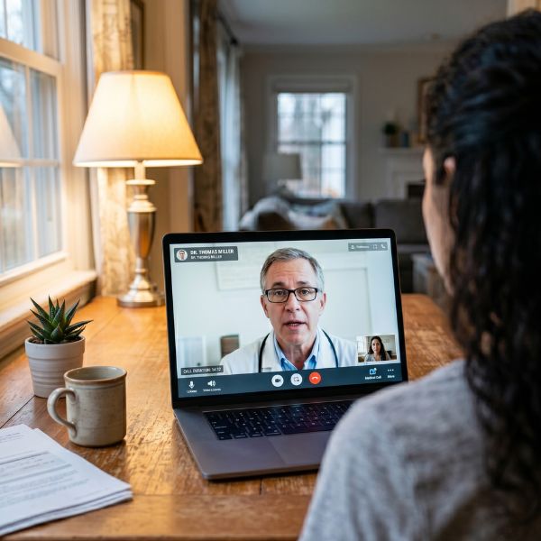 woman on telehealth appointment