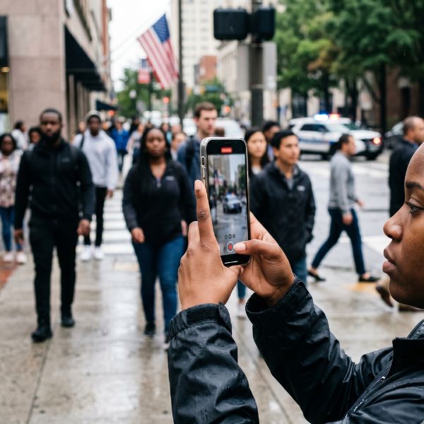 woman recording on cell phone