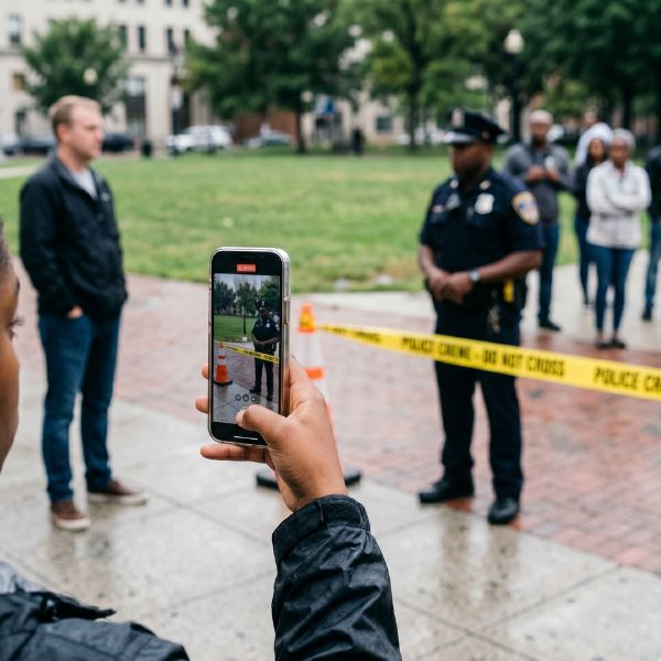 woman recording on cell phone