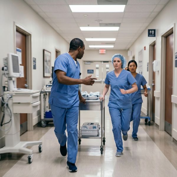 hospital team running