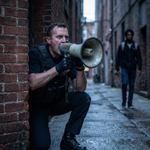 police officer with horn