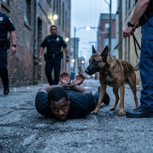 arrested person and police dog