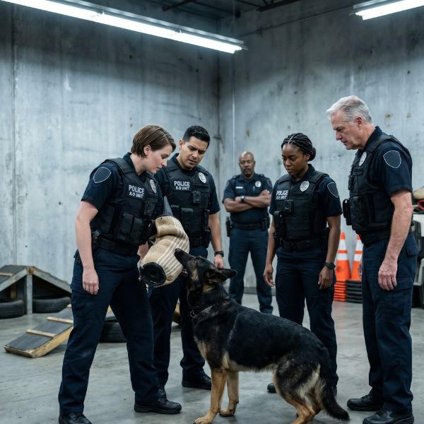 officers and police dog