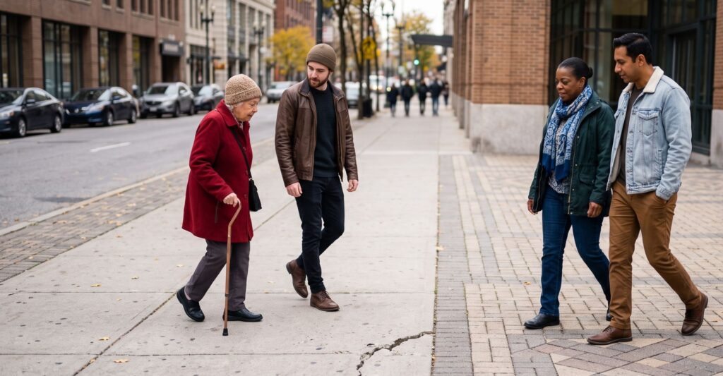people walking on sidewalk