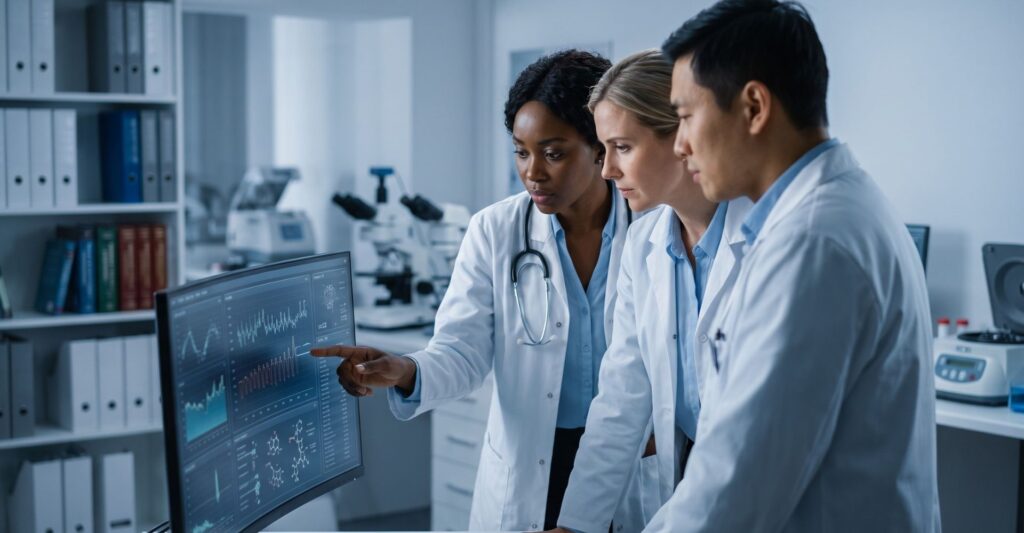 doctors looking at screen