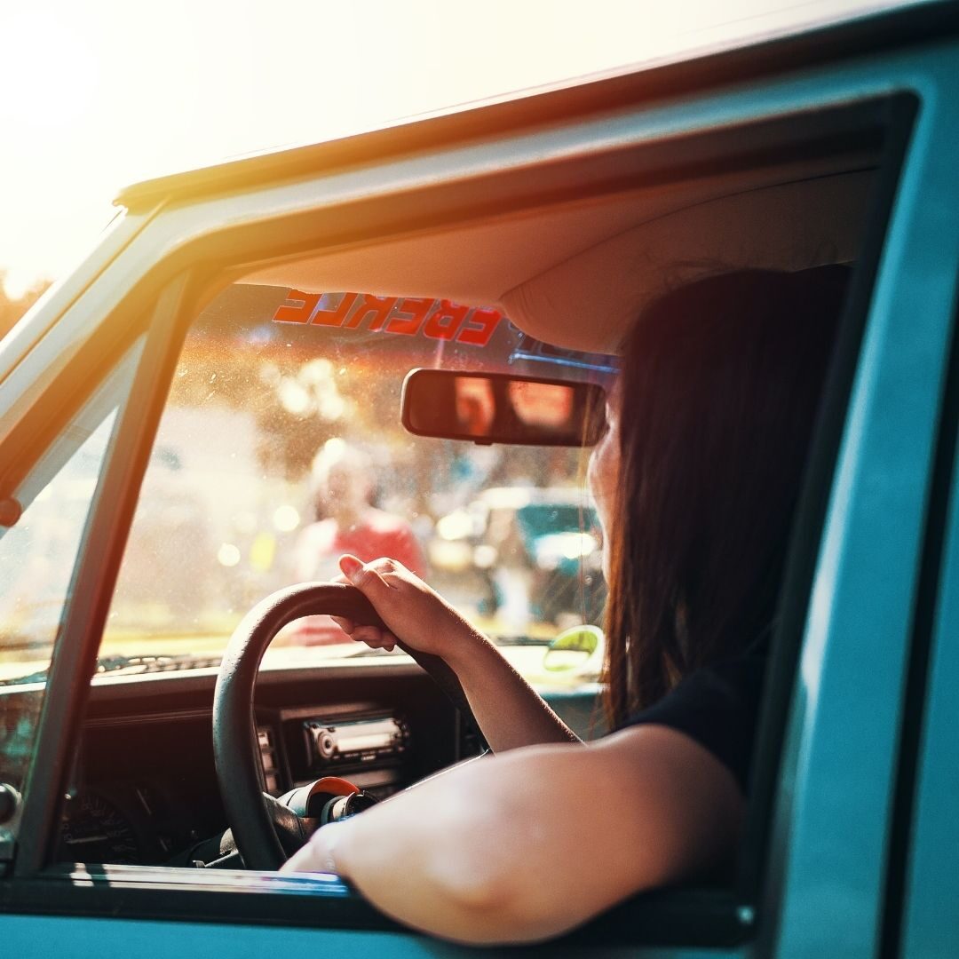 woman in car